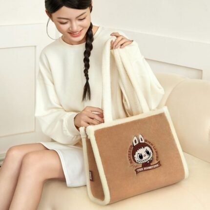 Labubu Classic Bag Series – Plush Tote White/Brown Bag